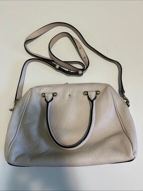 kate spade White Pebbled Leather Satchel